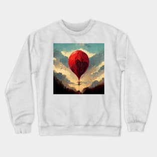 A Vividly Crimson Hot Air Balloon Crewneck Sweatshirt